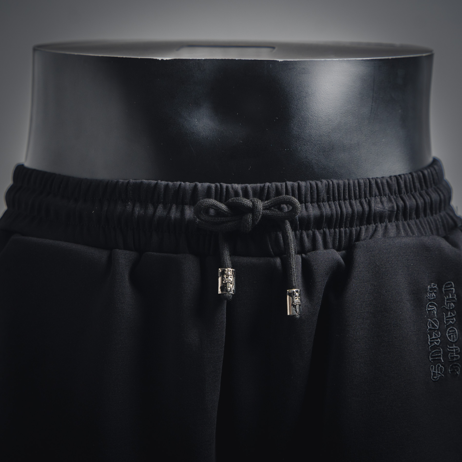 Chrome Hearts克罗心ch刺绣白标梵文短裤 手摇贴定制皮标梵文刺绣 黑色