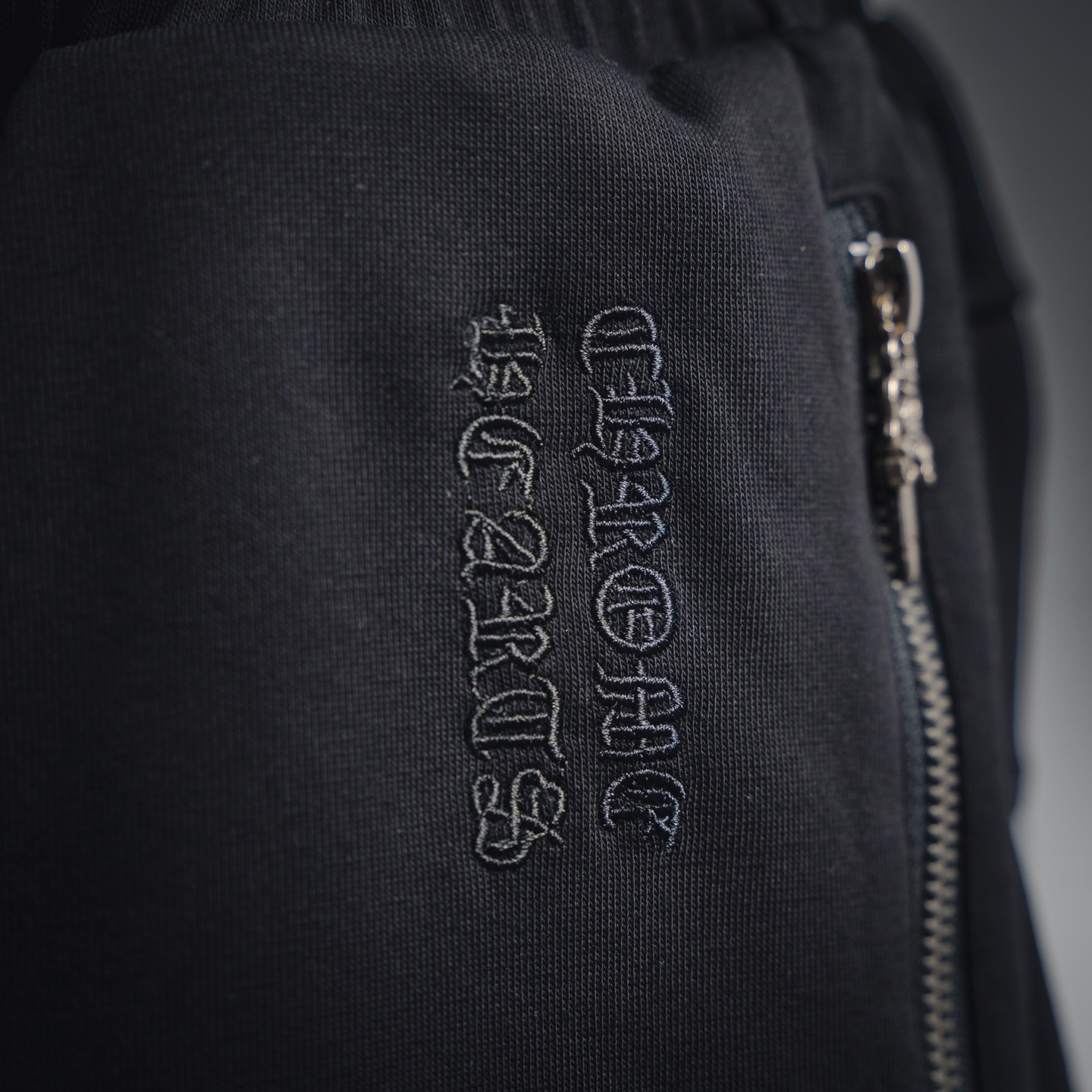 Chrome Hearts克罗心ch刺绣白标梵文短裤 手摇贴定制皮标梵文刺绣 黑色