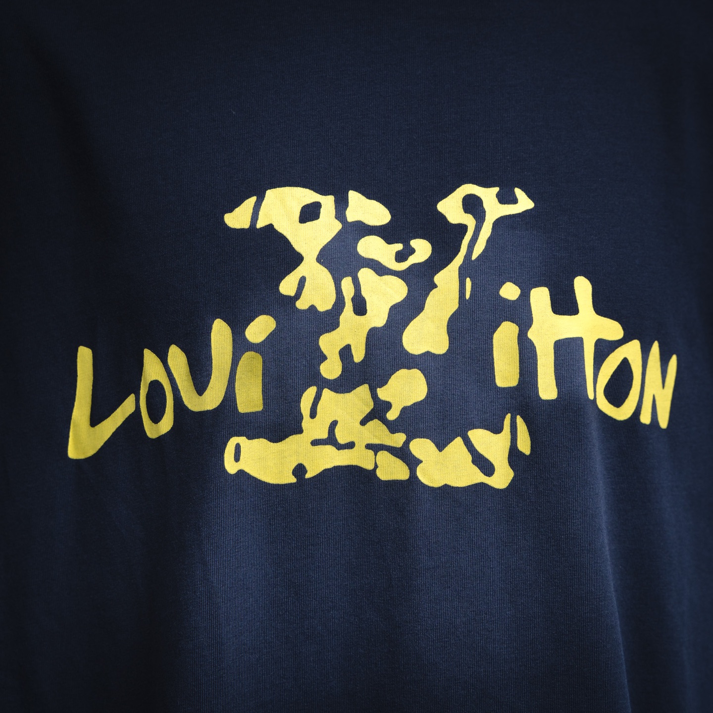 Louisviutton/路易威登 LV25ss黄色logo短袖T恤 爆款现货春夏短袖 藏蓝