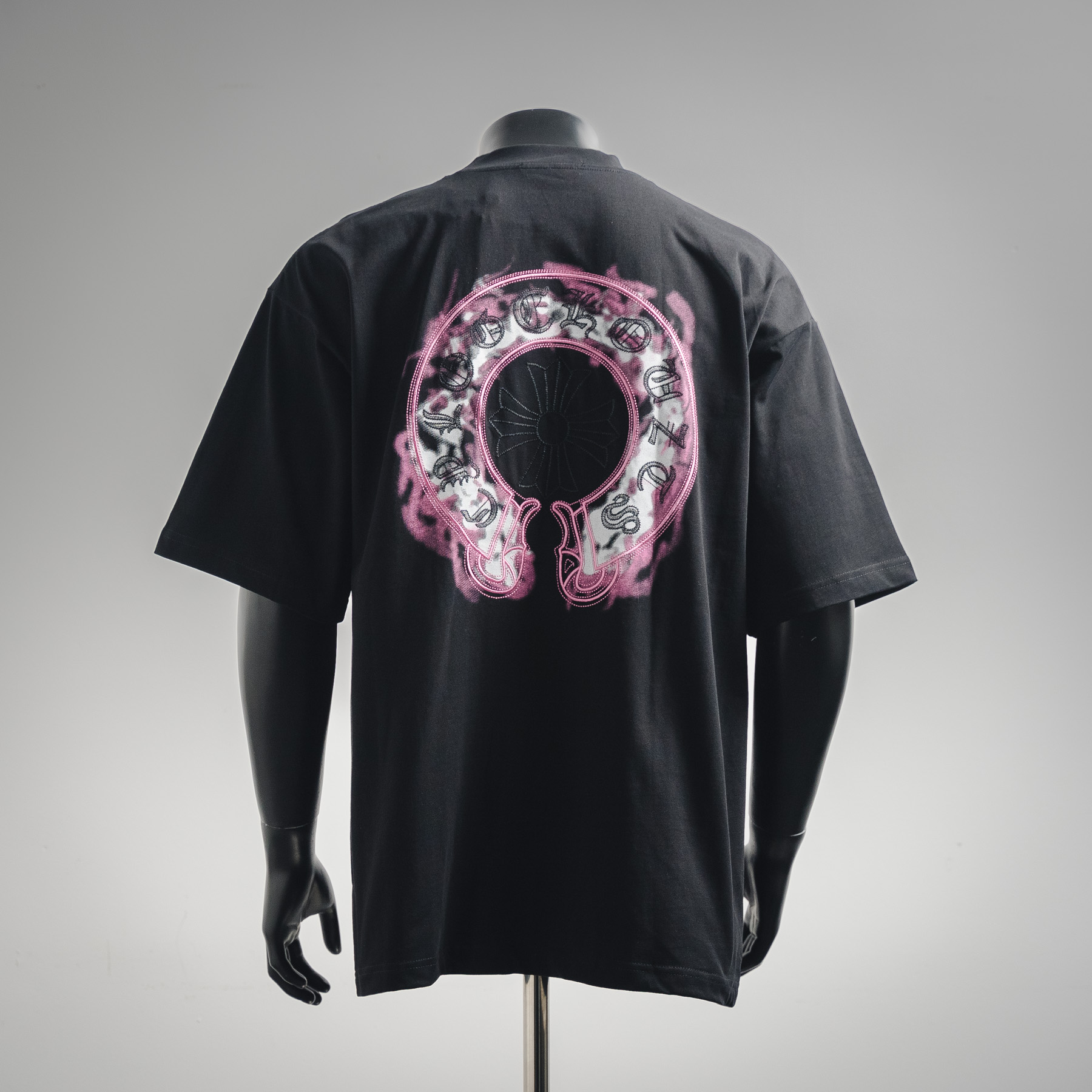 COME HEARTSCH/克罗心CH 25ss紫色马蹄印花刺绣短袖T恤 黑色/白色