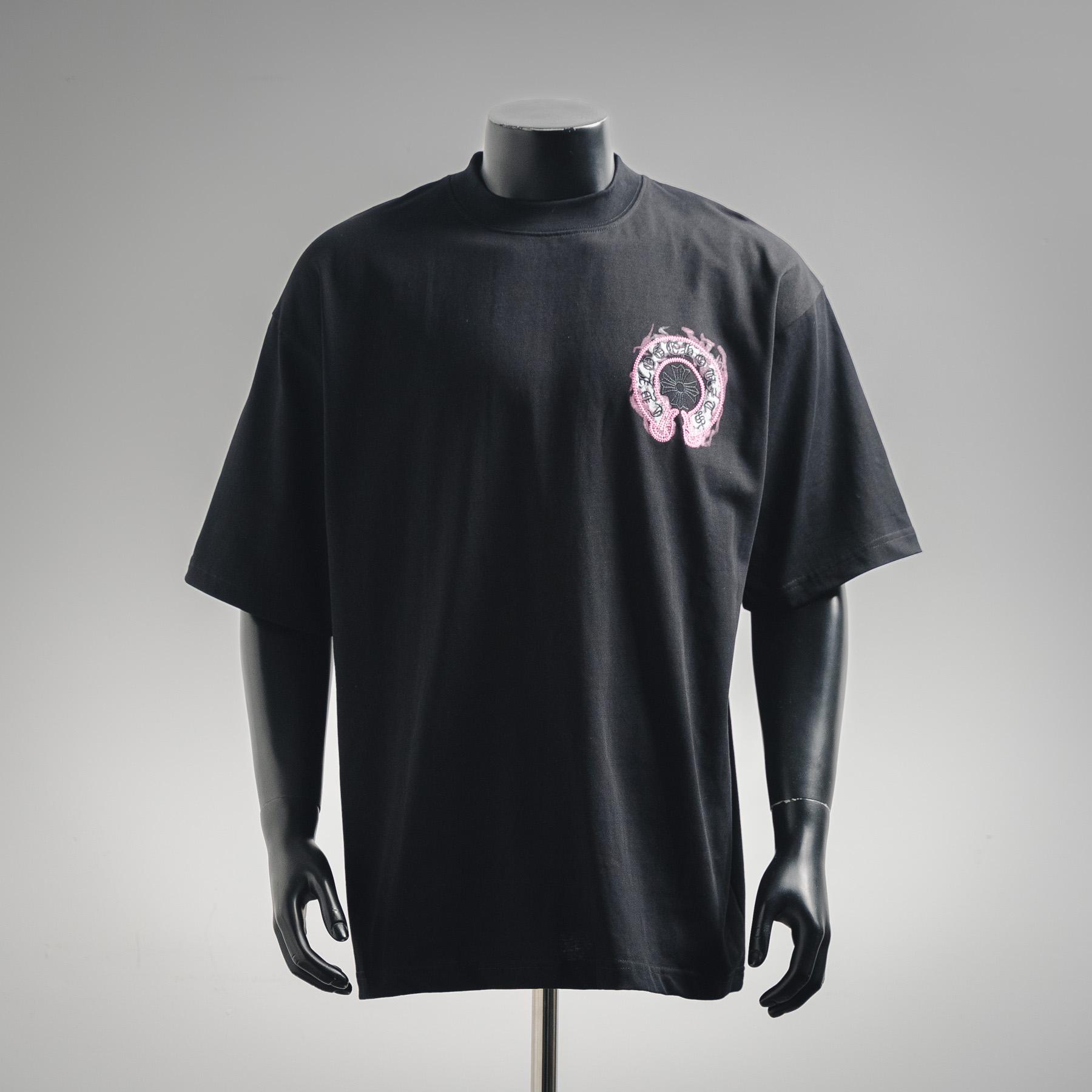 COME HEARTSCH/克罗心CH 25ss紫色马蹄印花刺绣短袖T恤 黑色/白色