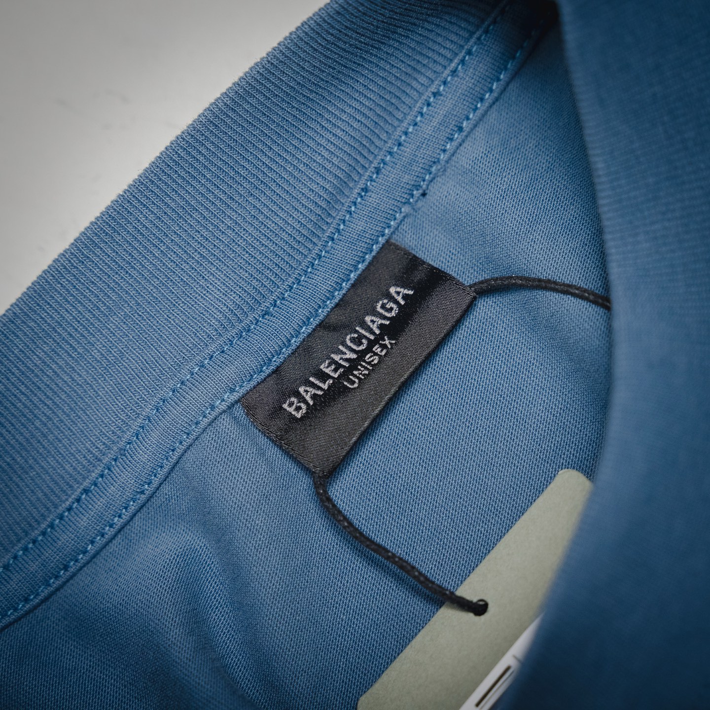 BALENCIAGA/巴黎世家25ss正面enjoy paris艺术印花洗水做旧短袖t恤 湖蓝色