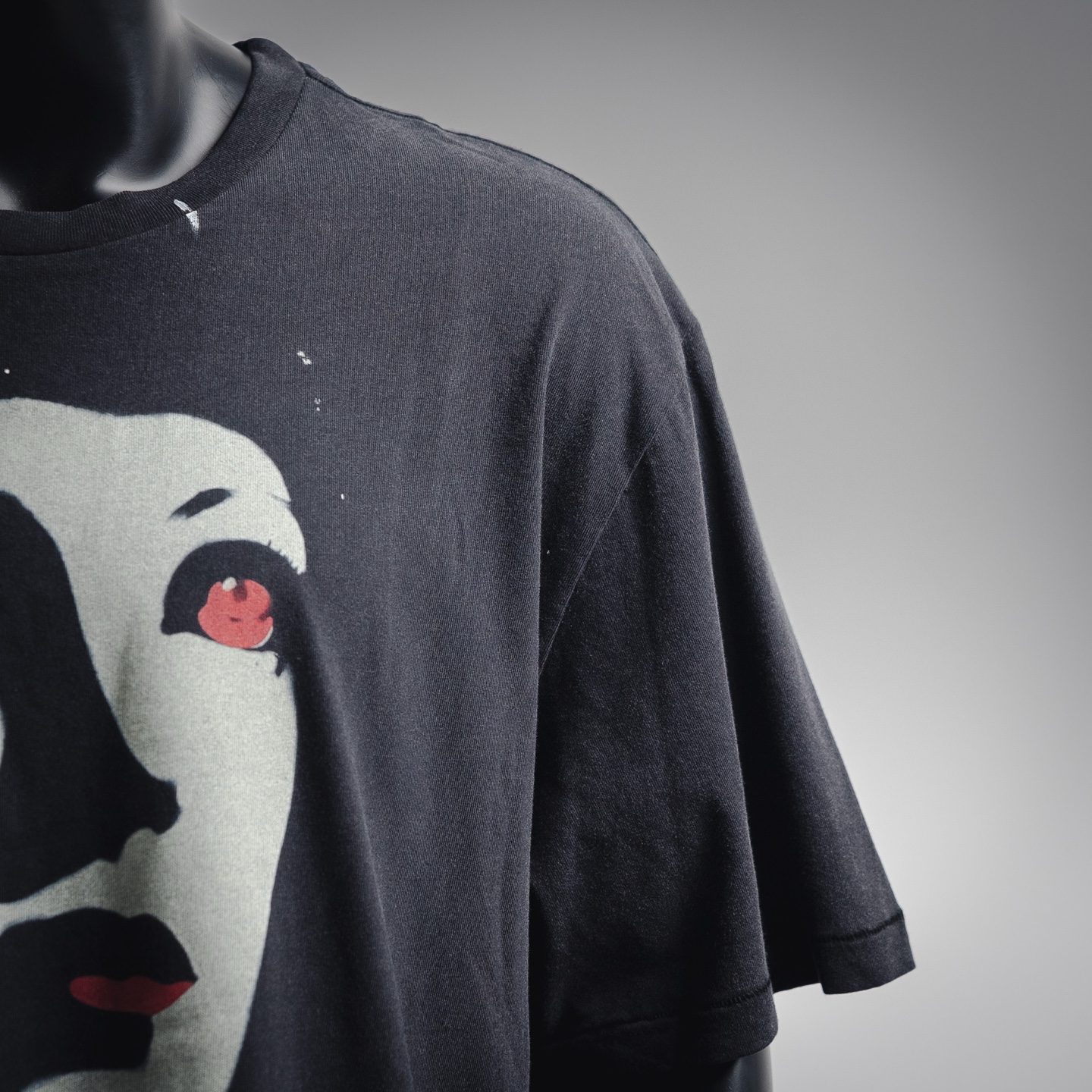 SAINT Mxxxxxx红眼人脸复古vintage做旧短袖T恤