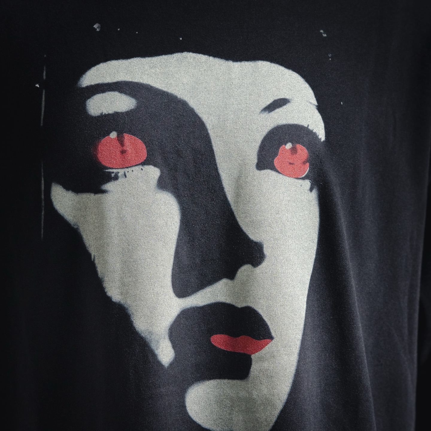 SAINT Mxxxxxx红眼人脸复古vintage做旧短袖T恤