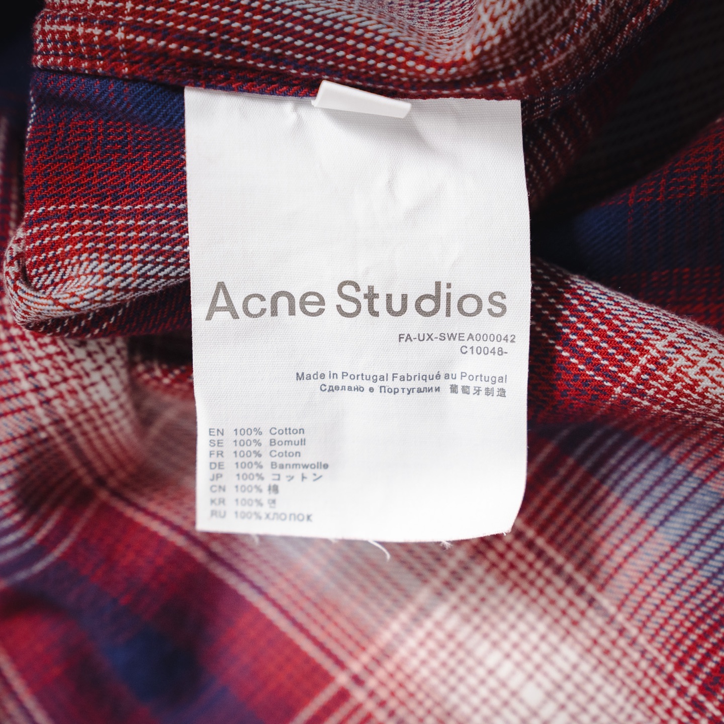 Acne Studios 25ss 红白格纹短袖衬衫