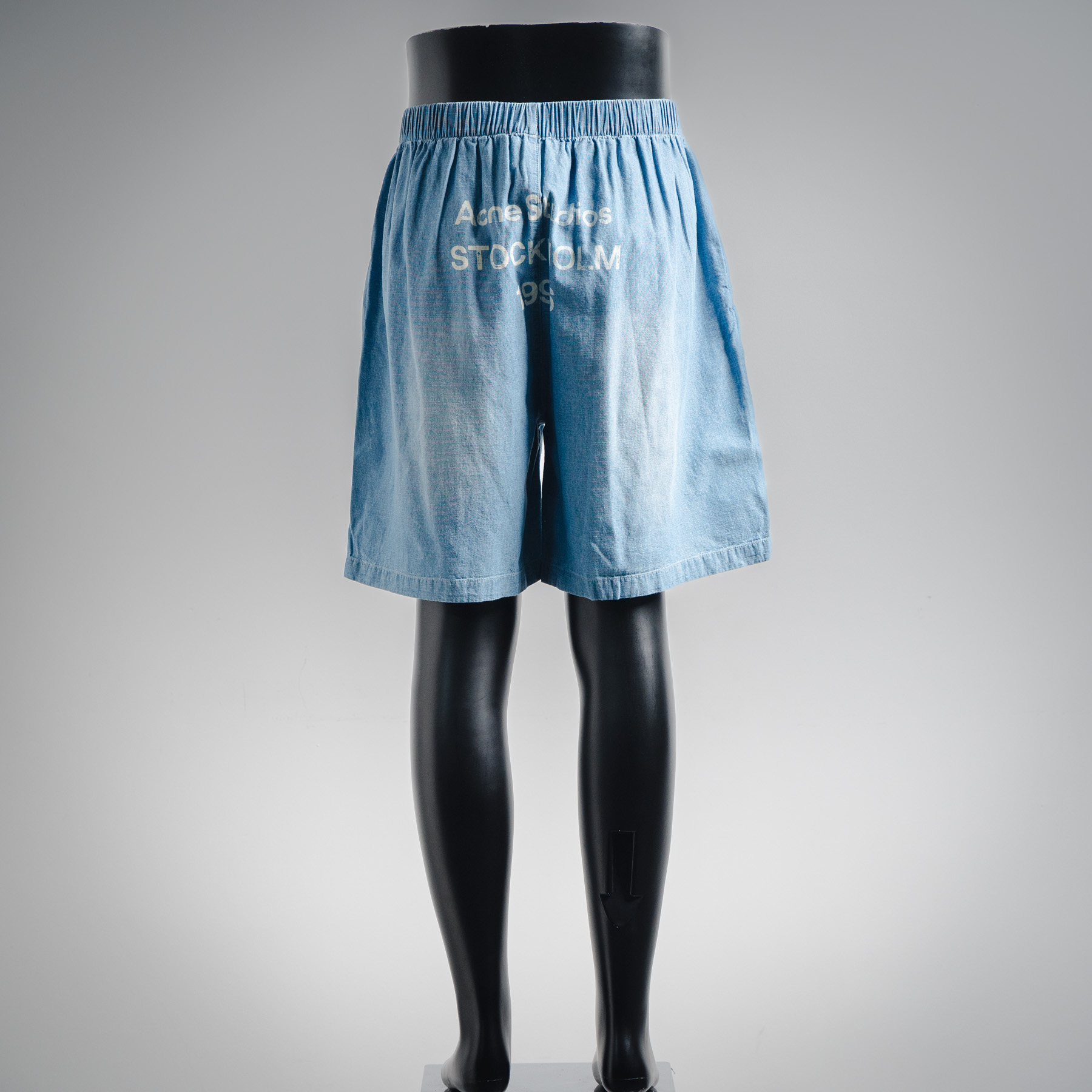 Acne Studios 25ss AC做旧字母LOGO牛仔短裤 洗水蓝