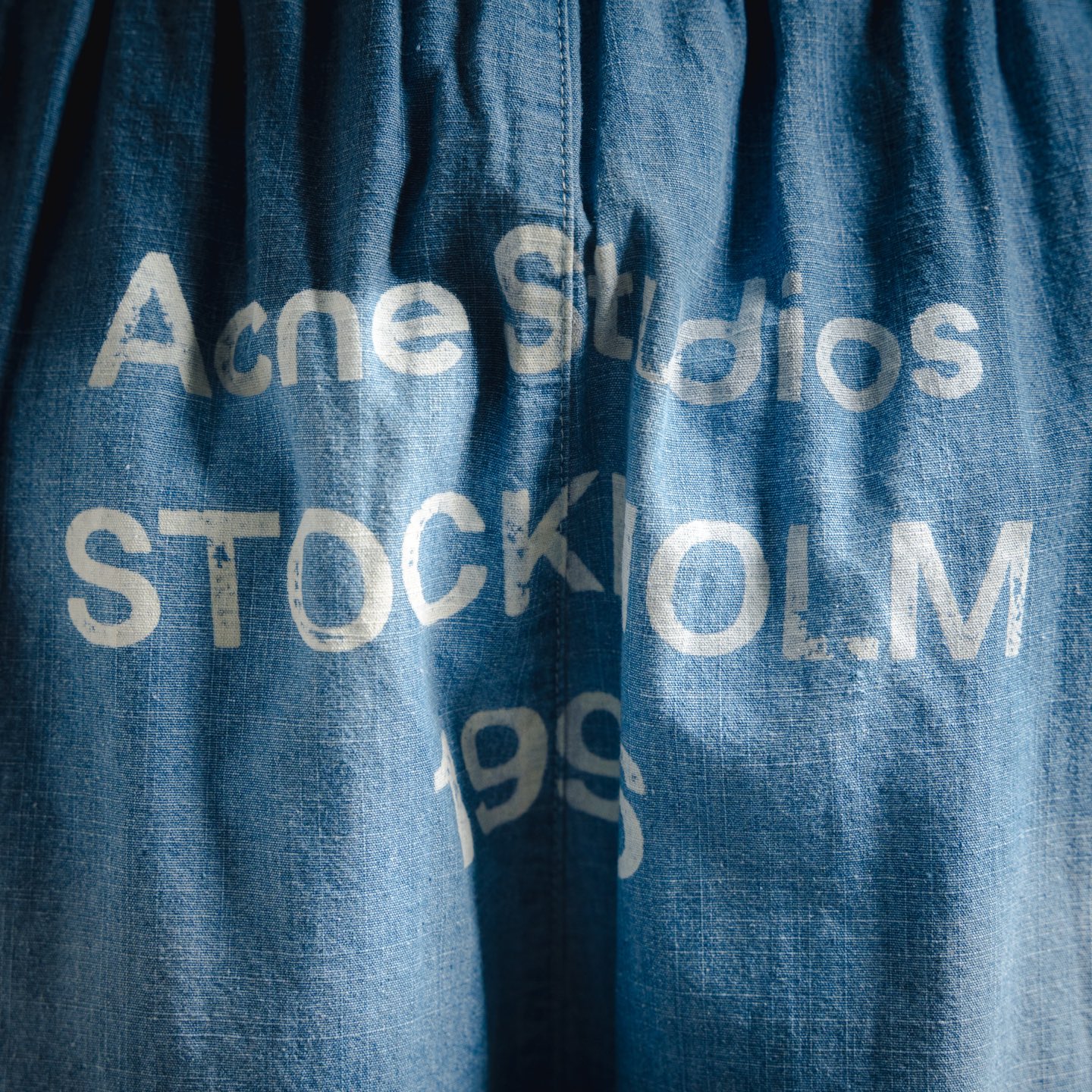 Acne Studios 25ss AC做旧字母LOGO牛仔短裤 洗水蓝
