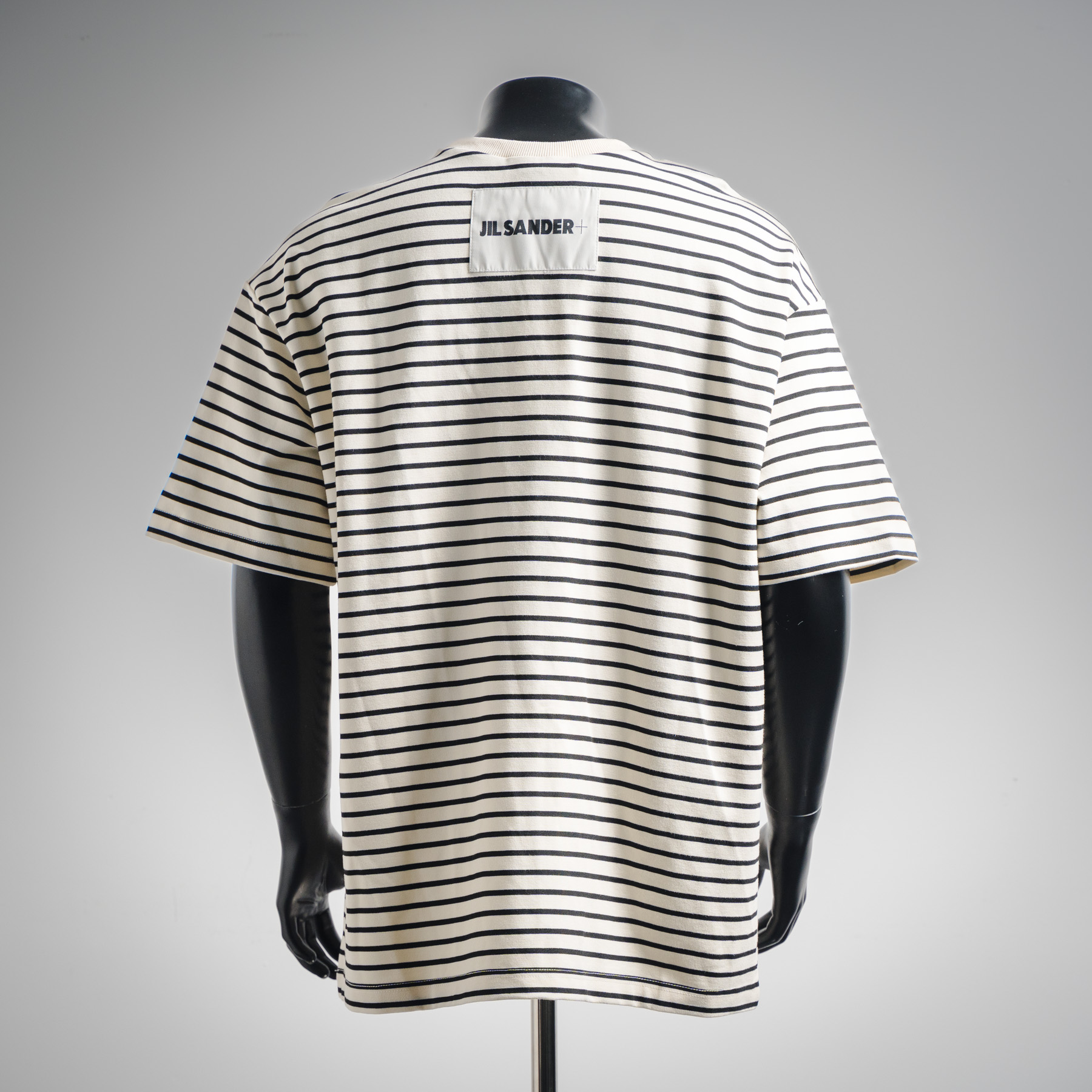 JIL SANDER 21ss极简主义字母贴布徽标条纹短袖T恤 杏