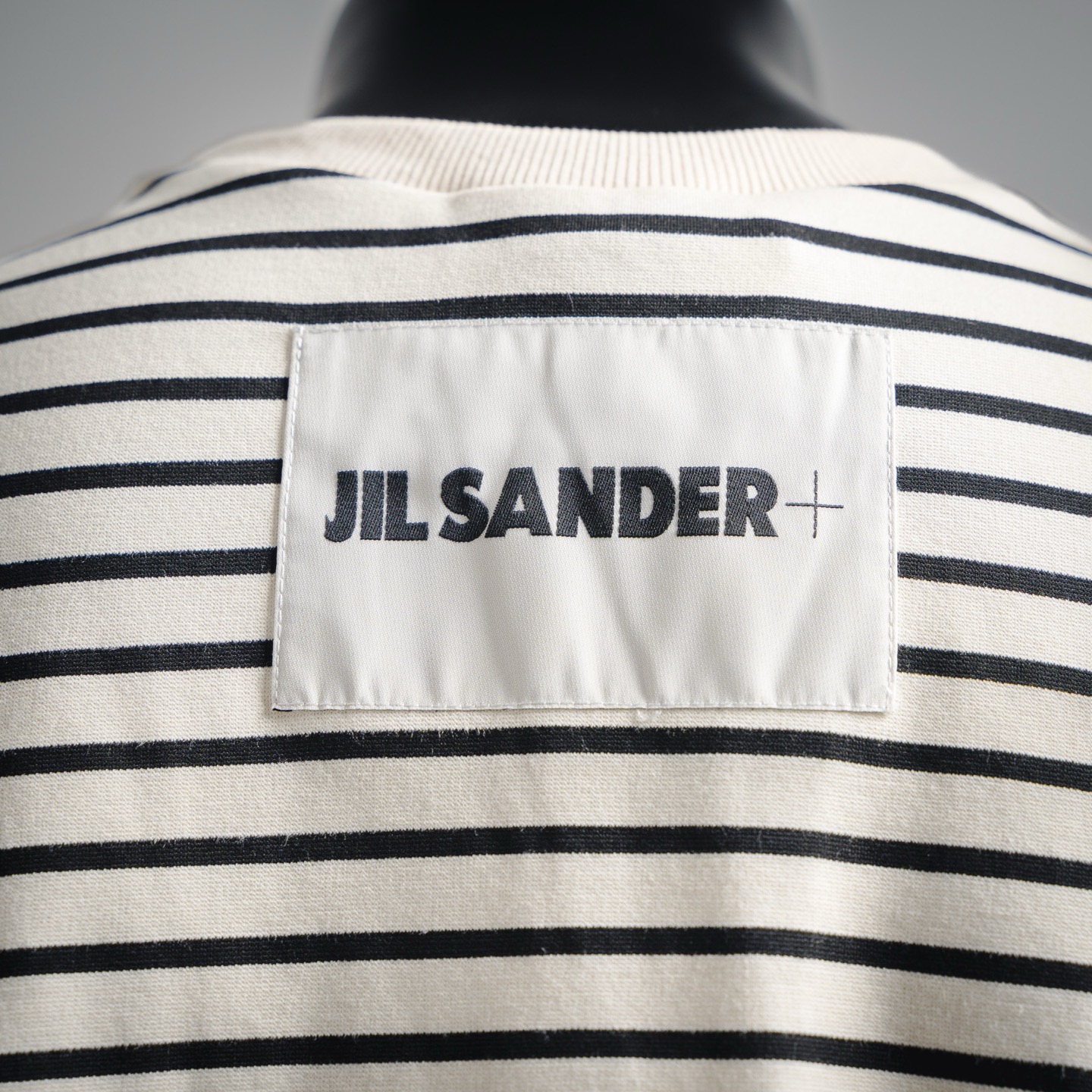 JIL SANDER 21ss极简主义字母贴布徽标条纹短袖T恤 杏