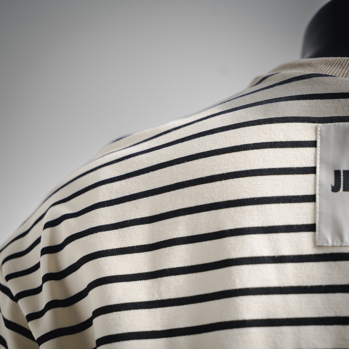 JIL SANDER 21ss极简主义字母贴布徽标条纹短袖T恤 杏