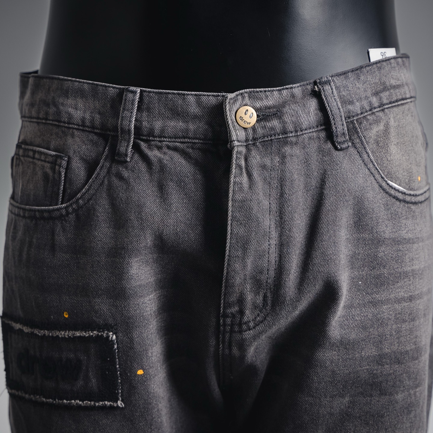 Drew house比伯同款笑脸高街破洞水洗泼墨牛仔裤 黑-High Quatity Cheap Brand wholesale wholesaler seller Clothes Bags handbags Sneakers Top Fashion Clothing Shoes from China Factory Chinese suppliers best Quality Beautiful Price Drew house比伯同款笑脸高街破洞水洗泼墨牛仔裤 黑