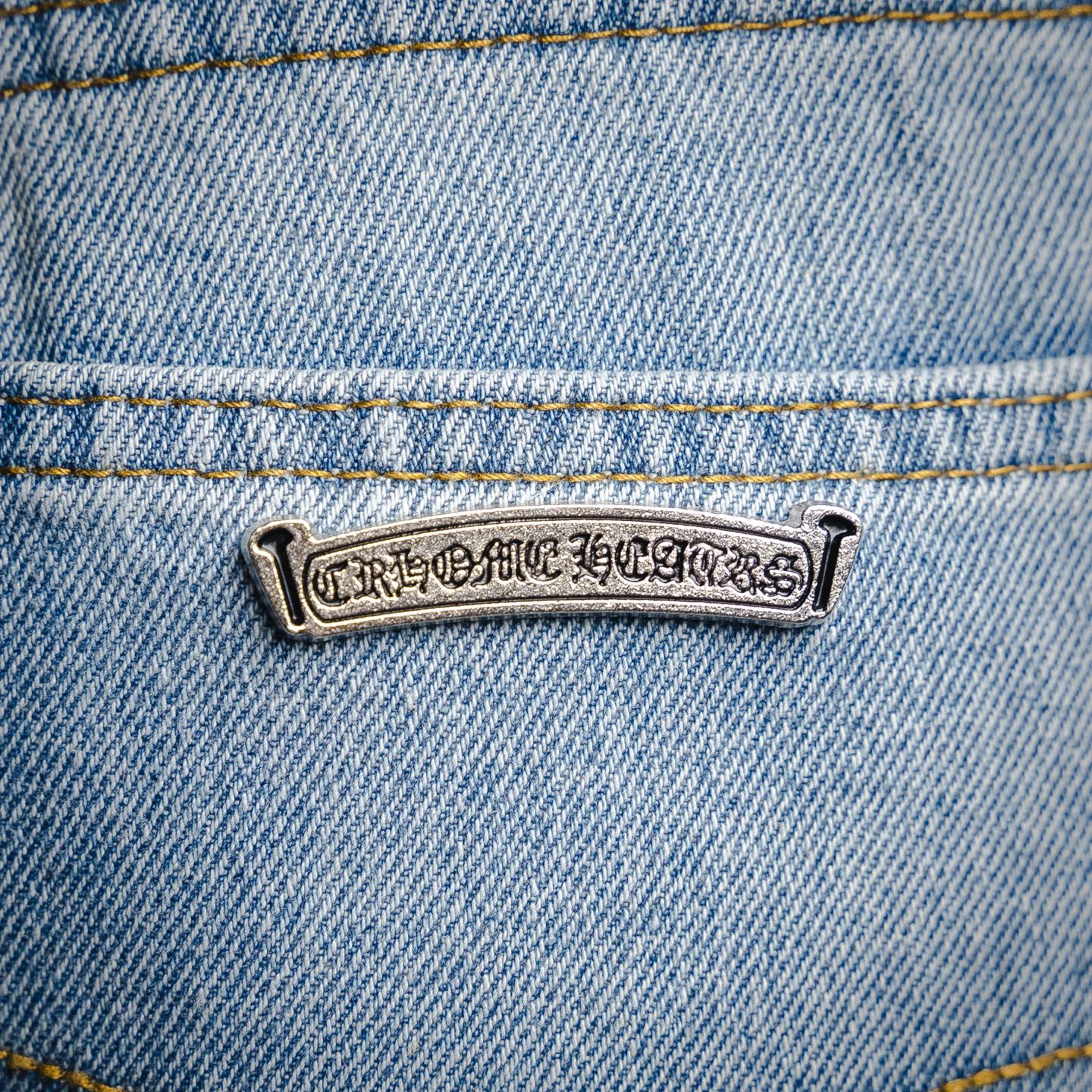 Chromehearts 克罗心CH 25ss黑白十字贴皮牛仔裤