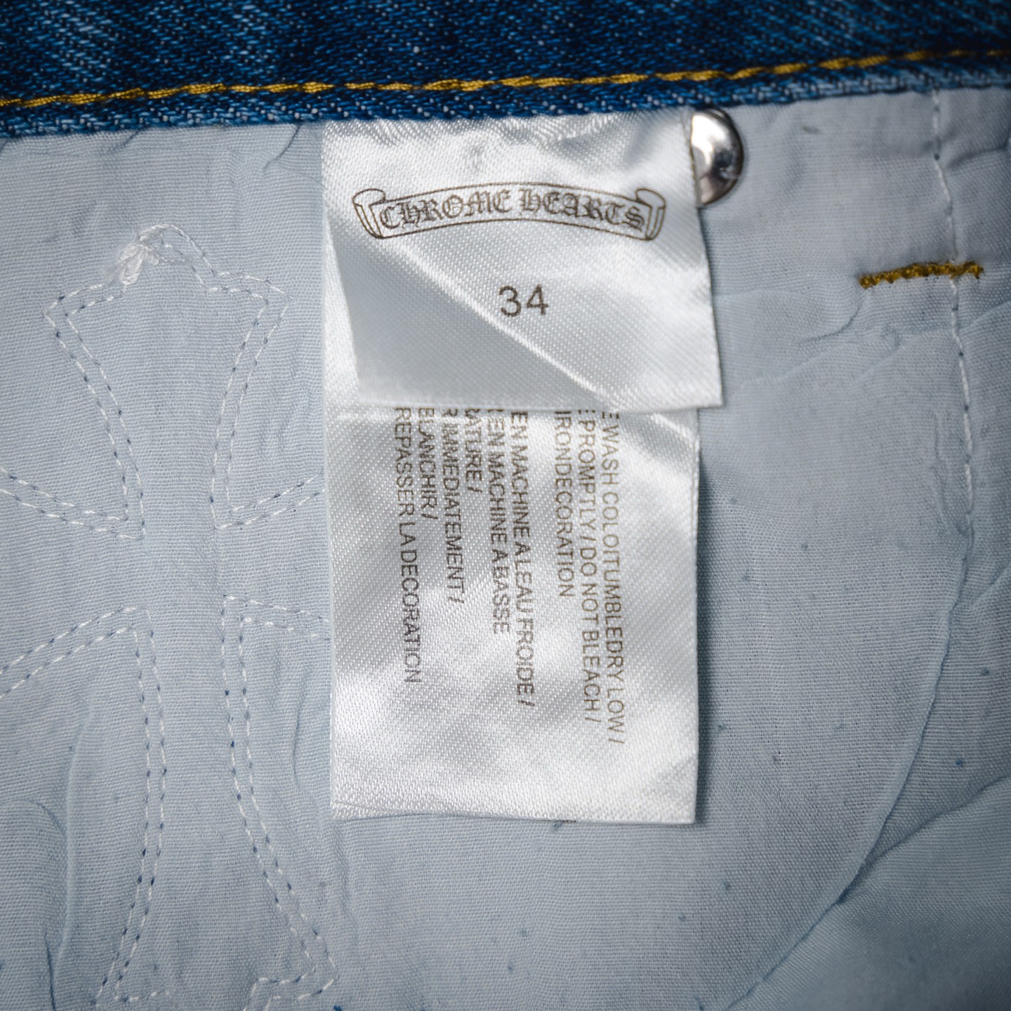 Chromehearts 克罗心CH 25ss黑白十字贴皮牛仔裤