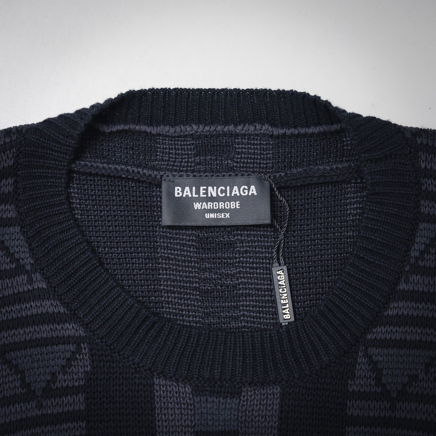 Balenciaga/巴黎世家BLCG 25ss几何图案圆领针织毛衣 黑色