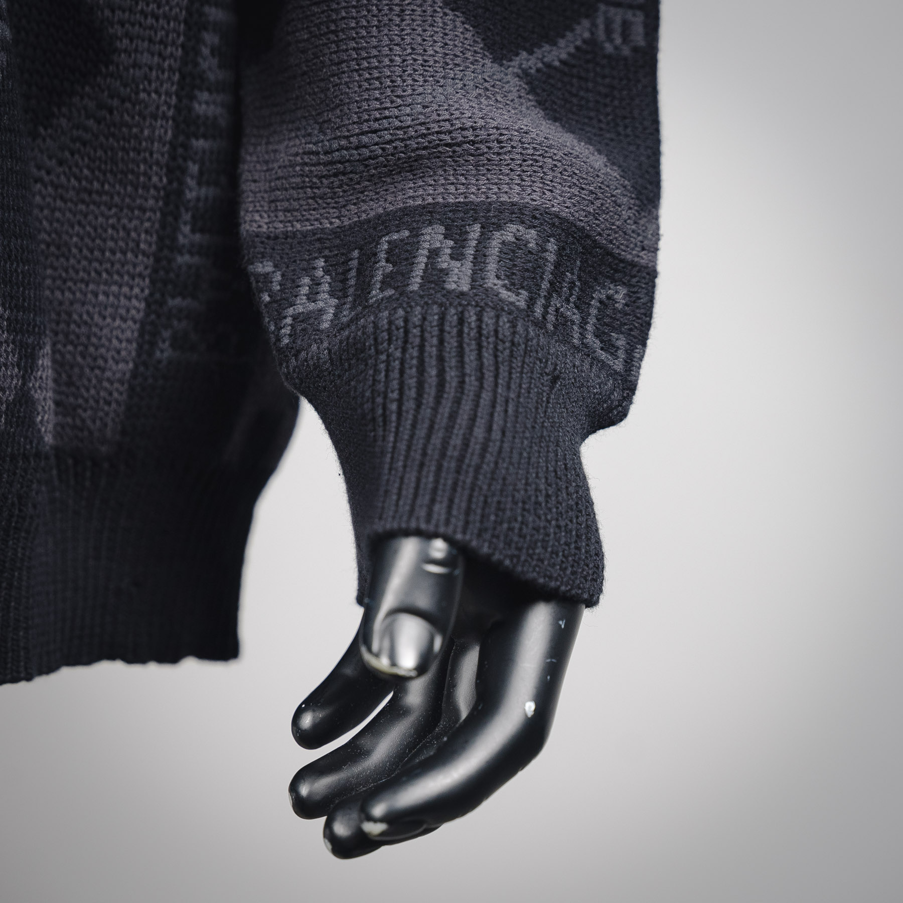Balenciaga/巴黎世家BLCG 25ss几何图案圆领针织毛衣 黑色