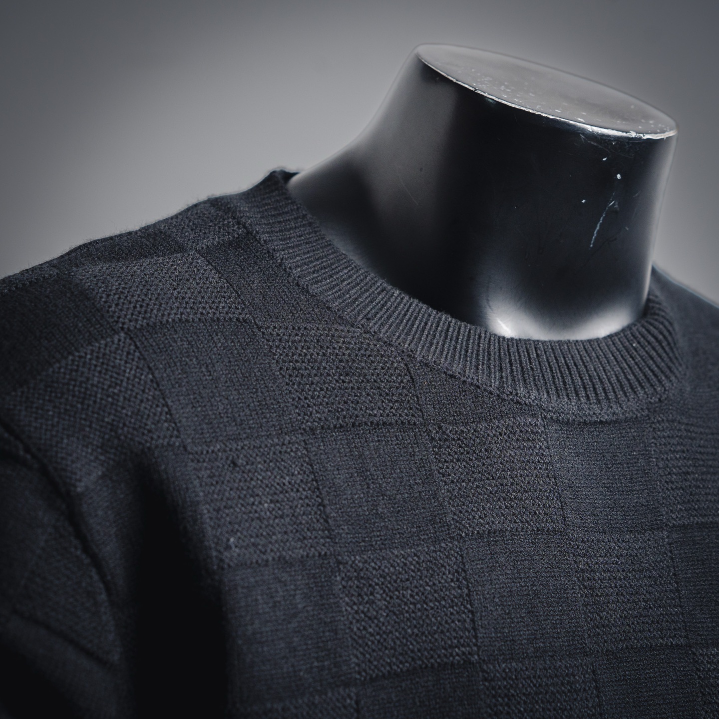 LOUIS VUITTON 路易威登25SS棋盘格刺绣logo圆领针织毛衣