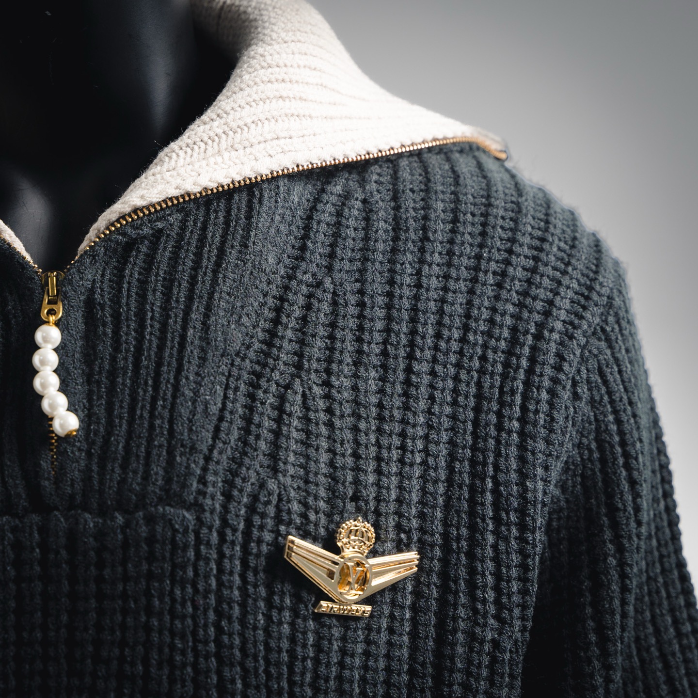 LOUIS VUITTON LV绵羊毛混纺半拉链套头针织毛衣