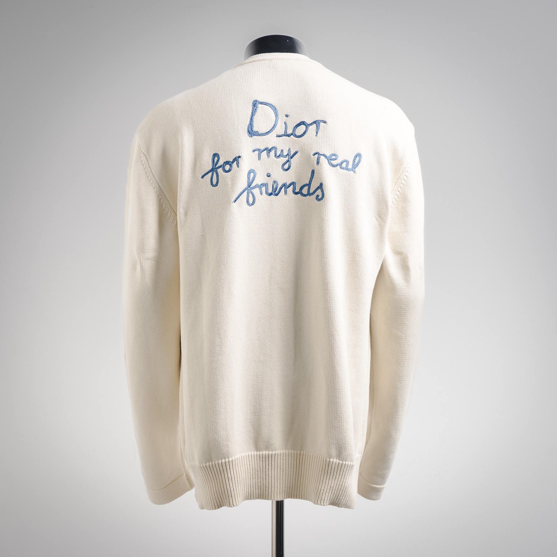 DIOR/迪奥CD 25ss新款刺绣棉质混纺纽扣开衫毛衣 白杏色