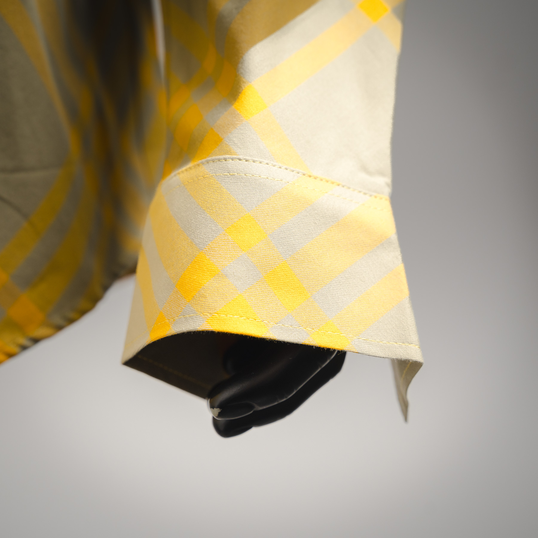 Burberry/巴宝莉bbr25ss 斜格纹黄色长袖衬衫