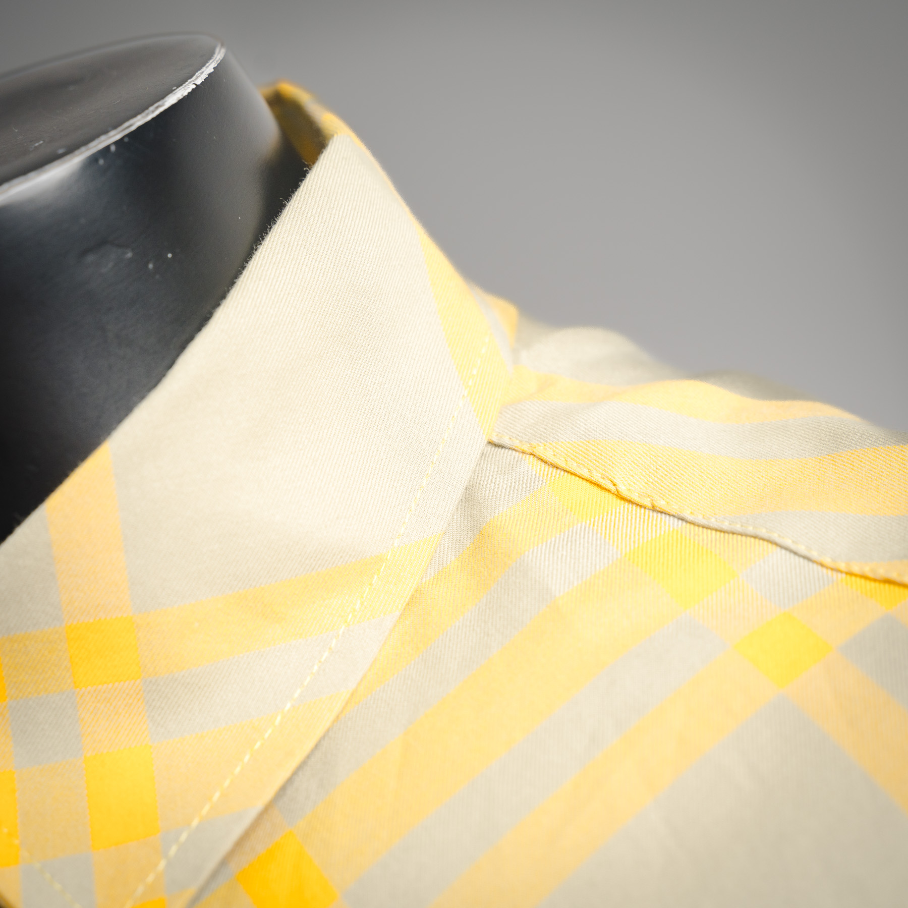 Burberry/巴宝莉bbr25ss 斜格纹黄色长袖衬衫
