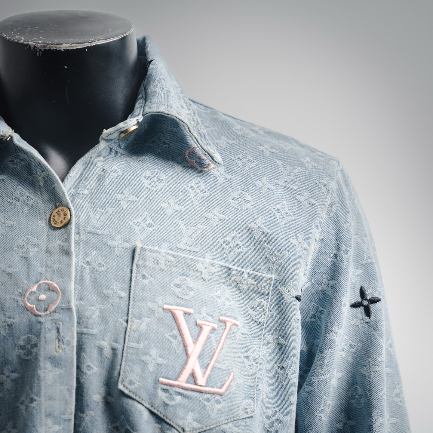 Louis Vuitton 路易威登 LV 25ss满印提花口袋刺绣牛仔衬衫外套