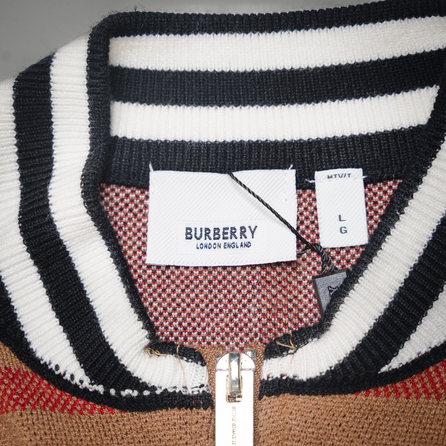 Burberry/巴宝莉BBR 25ss新款经典条纹格子立领开衫毛衣针织外套
