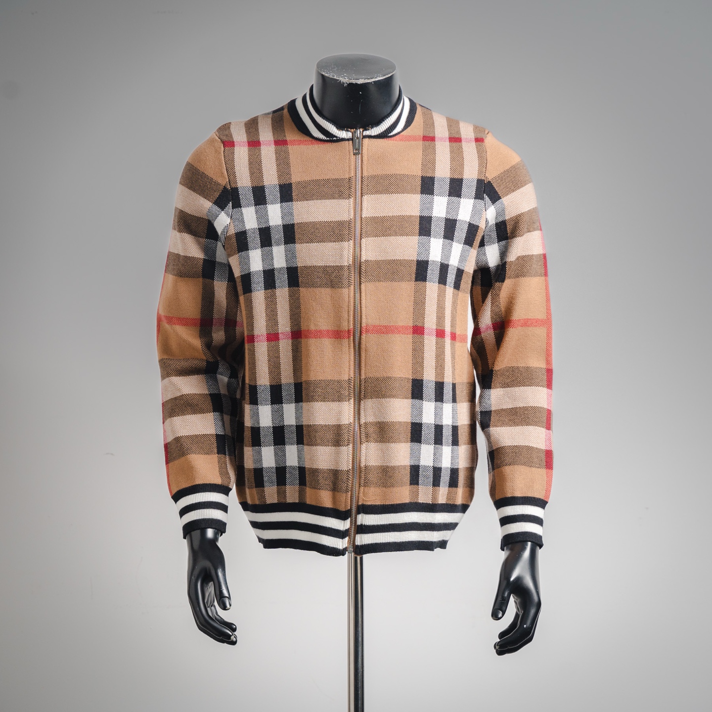 Burberry/巴宝莉BBR 25ss新款经典条纹格子立领开衫毛衣针织外套