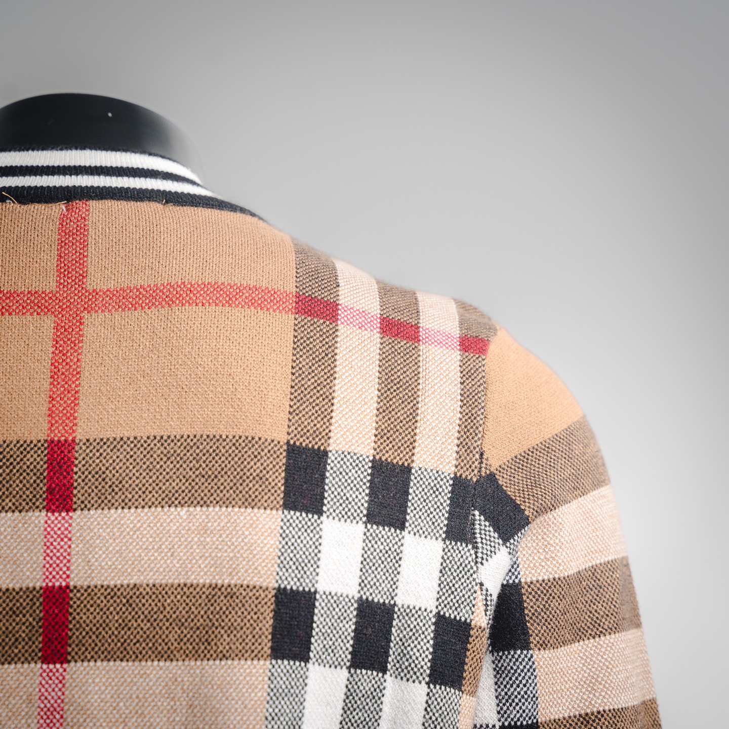 Burberry/巴宝莉BBR 25ss新款经典条纹格子立领开衫毛衣针织外套