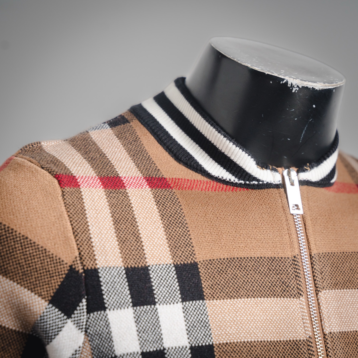 Burberry/巴宝莉BBR 25ss新款经典条纹格子立领开衫毛衣针织外套