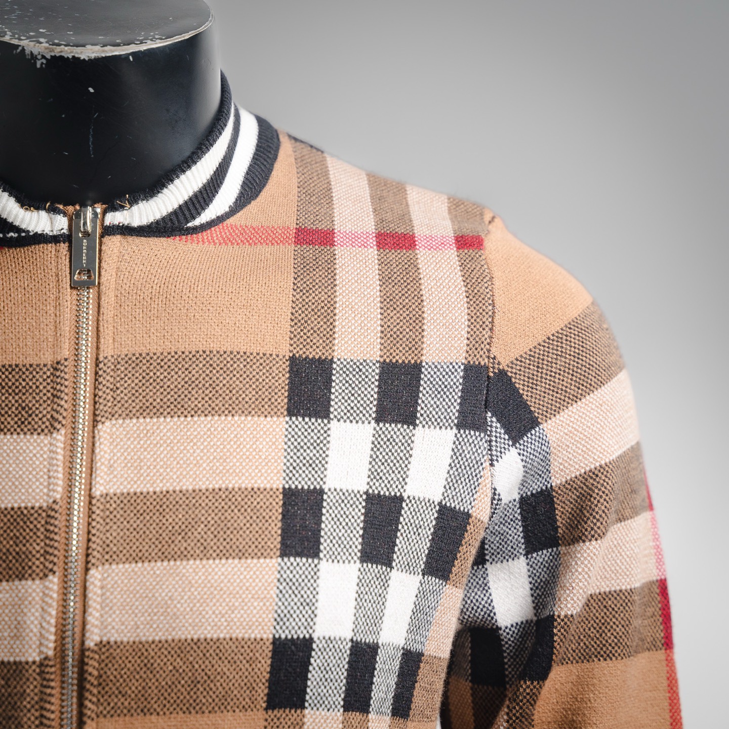 Burberry/巴宝莉BBR 25ss新款经典条纹格子立领开衫毛衣针织外套