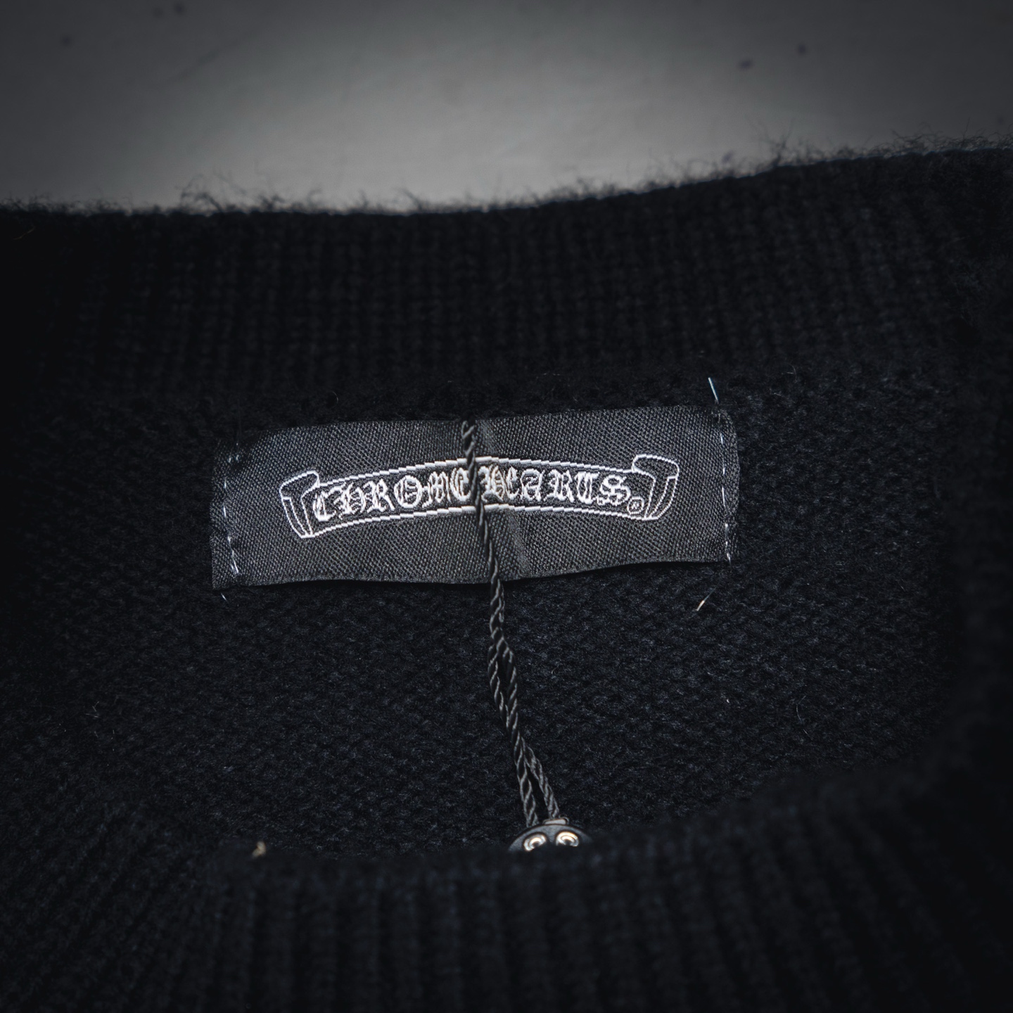Chrome Hearts CH 克罗心25ss刺绣圆盘梵文十字架破洞针织毛衣套头 黑色 米色 灰色