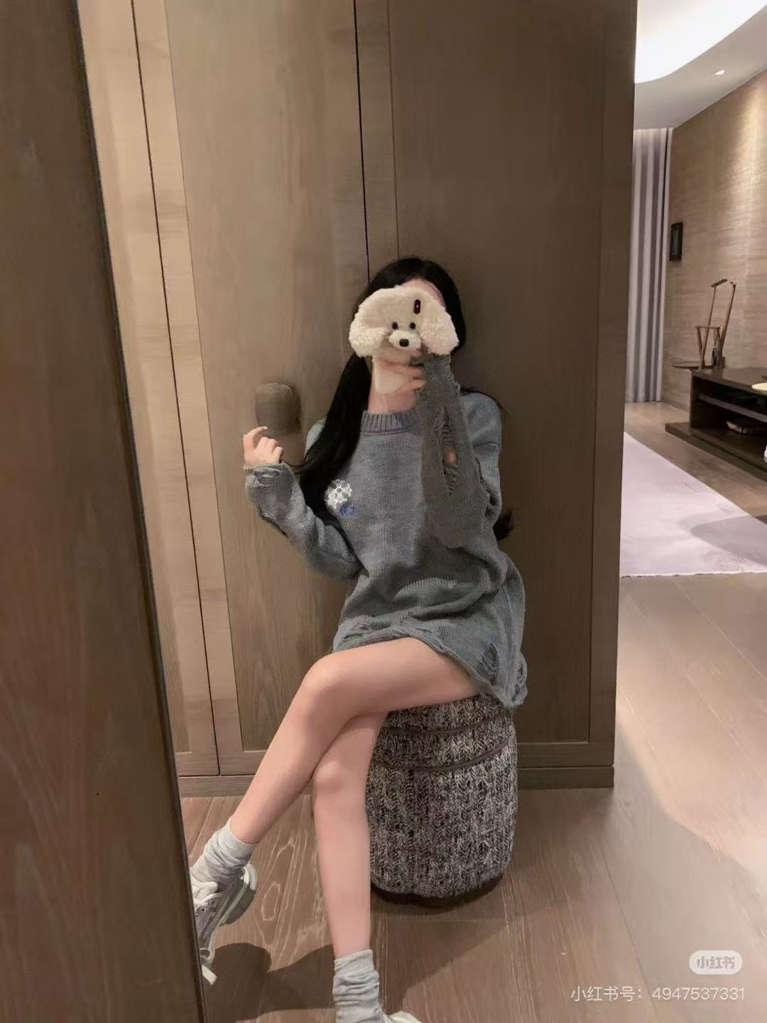 Chrome Hearts CH 克罗心25ss刺绣圆盘梵文十字架破洞针织毛衣套头 上身效果#