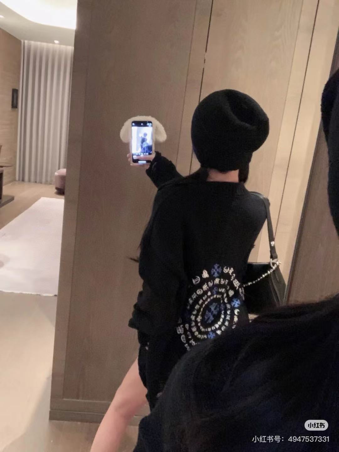 Chrome Hearts CH 克罗心25ss刺绣圆盘梵文十字架破洞针织毛衣套头 上身效果#