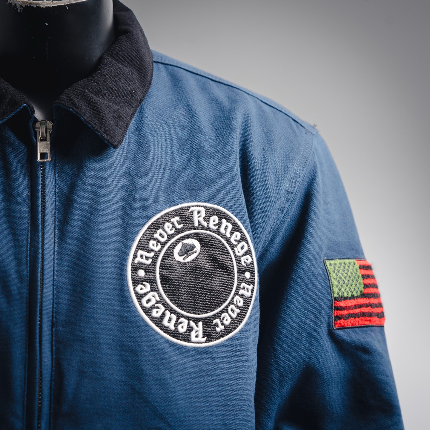 斯图西Stussy×Denim Tears联名牛仔加棉夹克外套 海军蓝