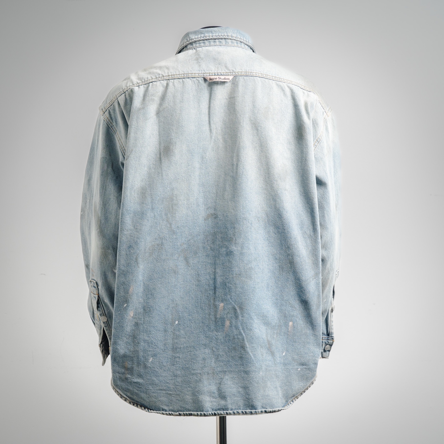 Acne Studios 25Fw牛仔徽标做旧泼墨休闲长袖衬衫