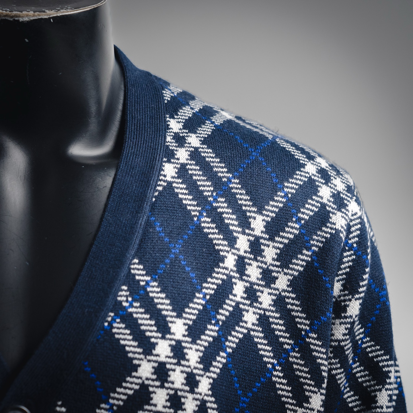 Burberry巴宝莉 BBR 25ss菱形斜格纹针织开衫毛衣外套