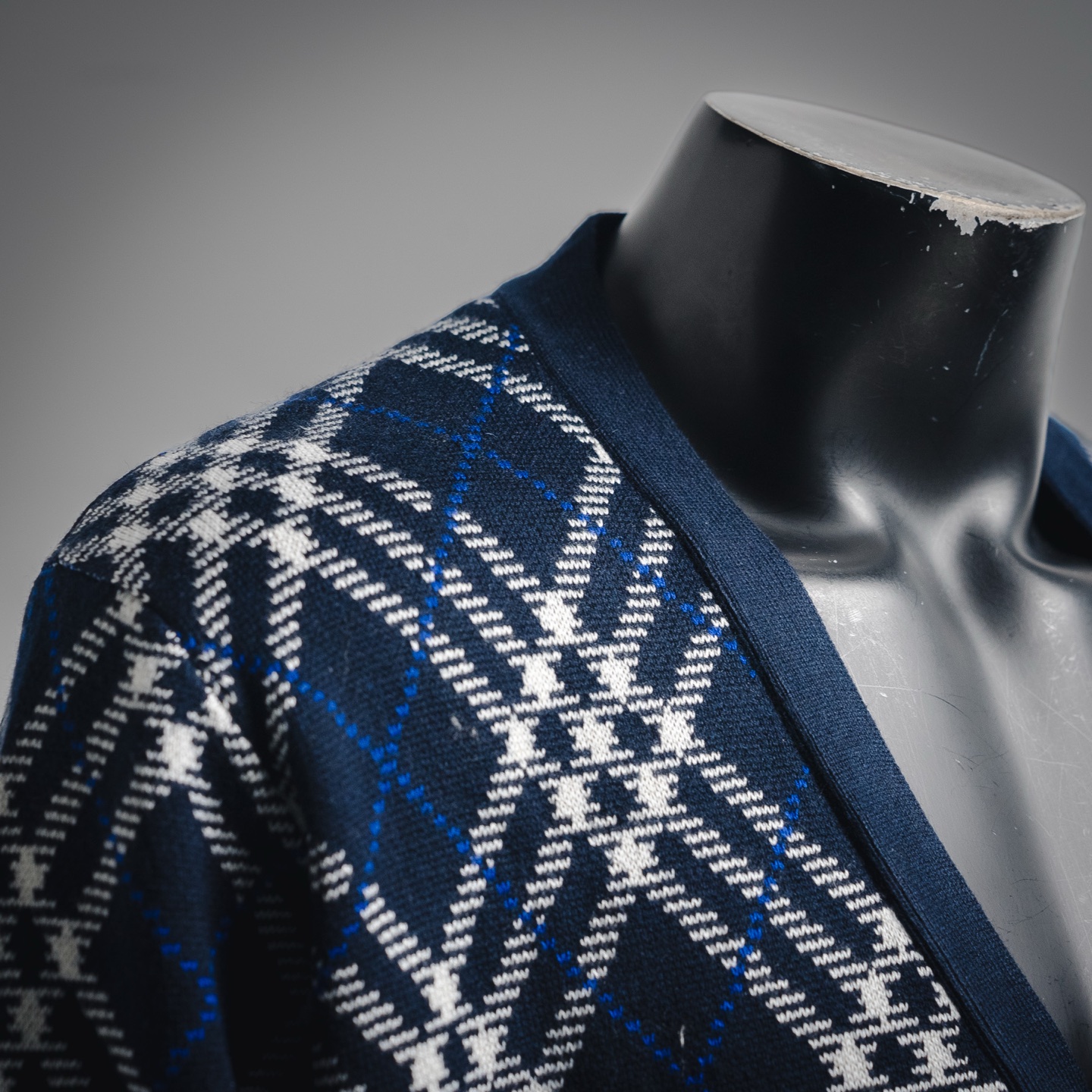 Burberry巴宝莉 BBR 25ss菱形斜格纹针织开衫毛衣外套