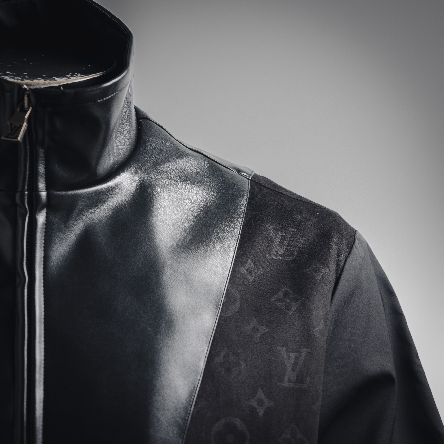 Louis Vuitton/路易威登25ss 老花贴布拼皮皮衣外套夹克