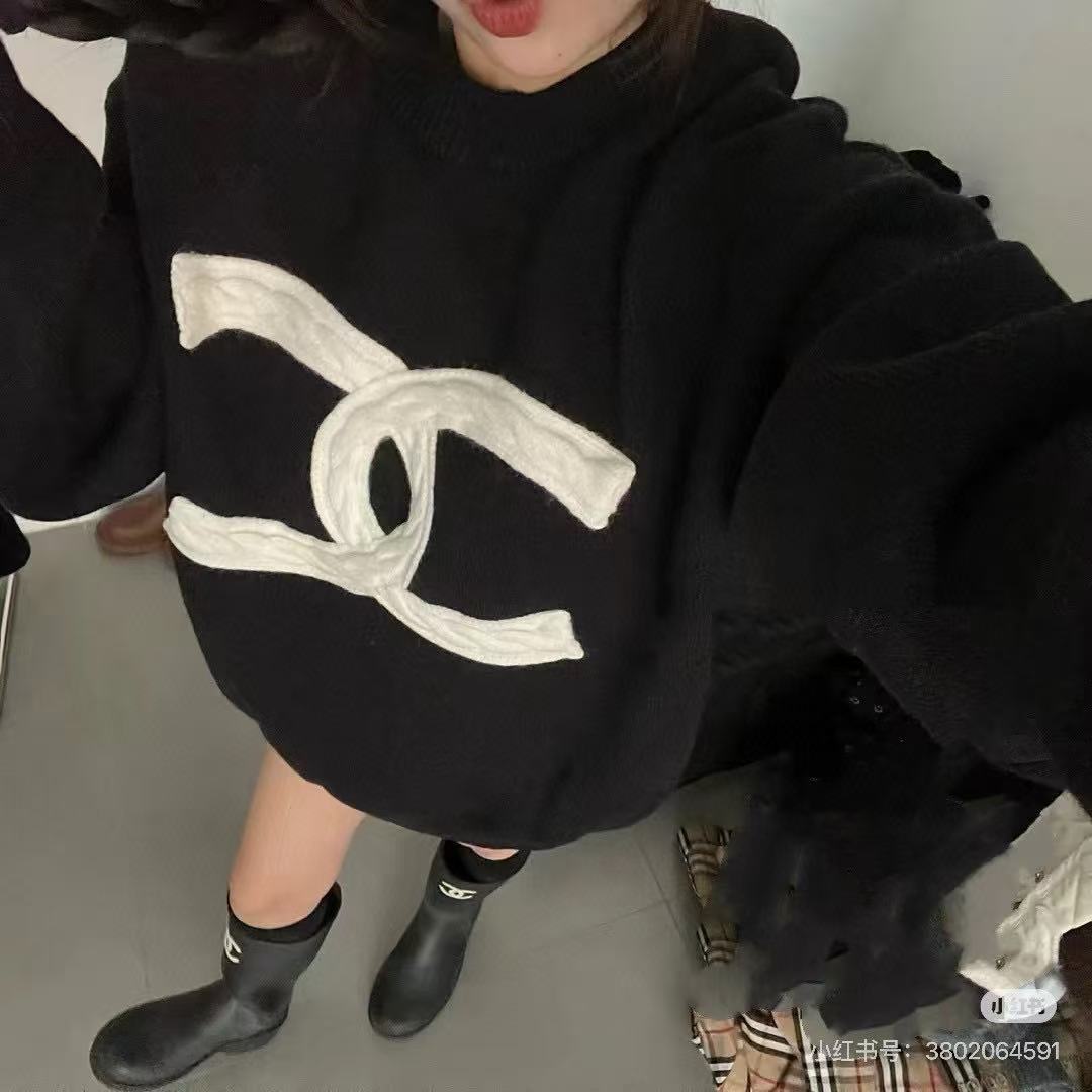 CHANEL 香奈儿24ss重工编织麻花经典大Logo提花针织毛衣 上身集合