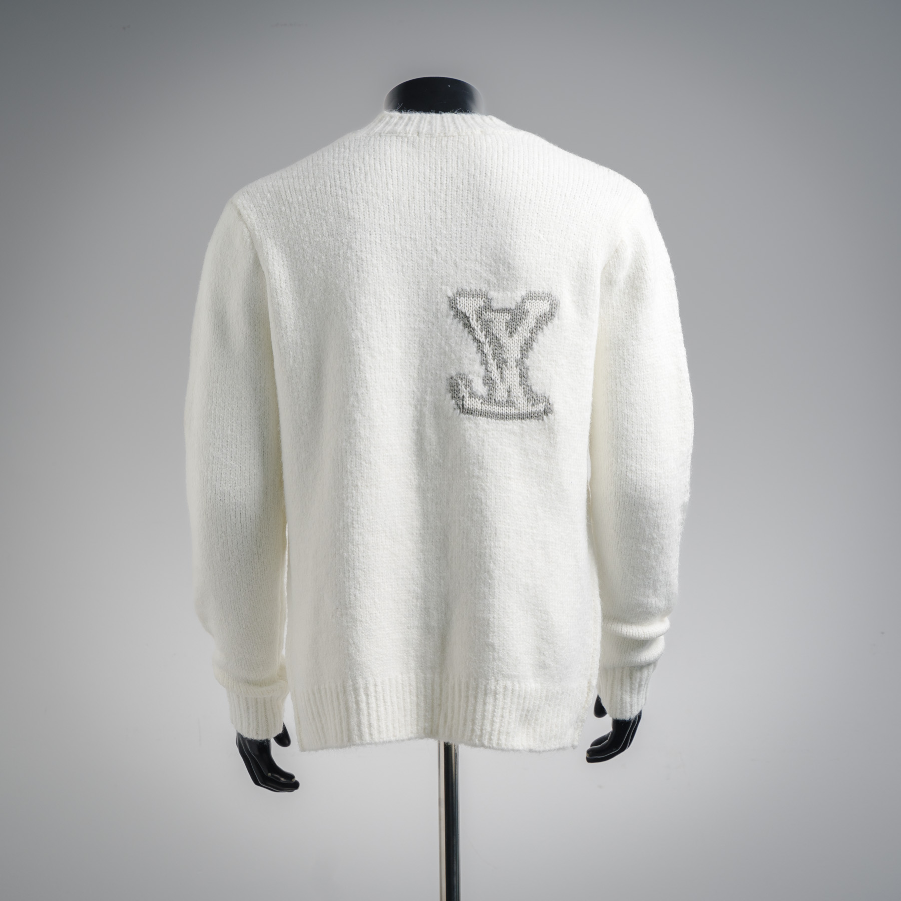 Louis Vuitton 路易威登 25SS 镜像Logo嵌花毛衣 米白色