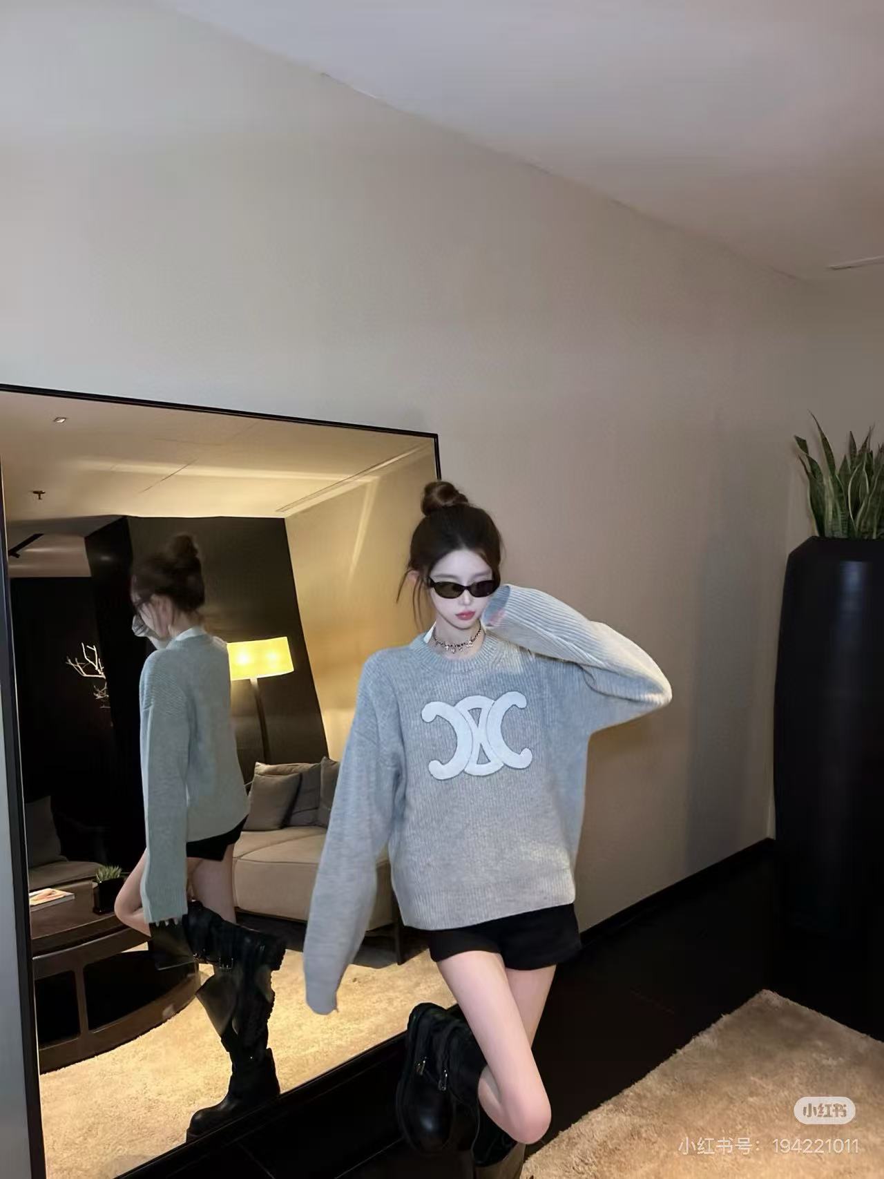 Celine赛琳25ss凯旋门毛巾绣圆领针织毛衣 上身集合