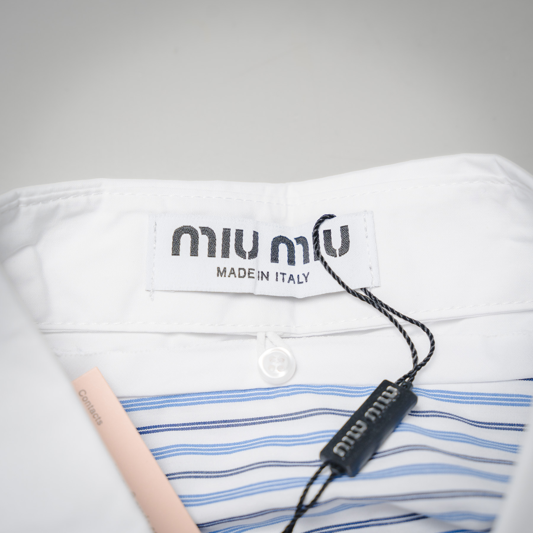 MIU MIU/缪缪字母刺绣条纹翻领衬衫