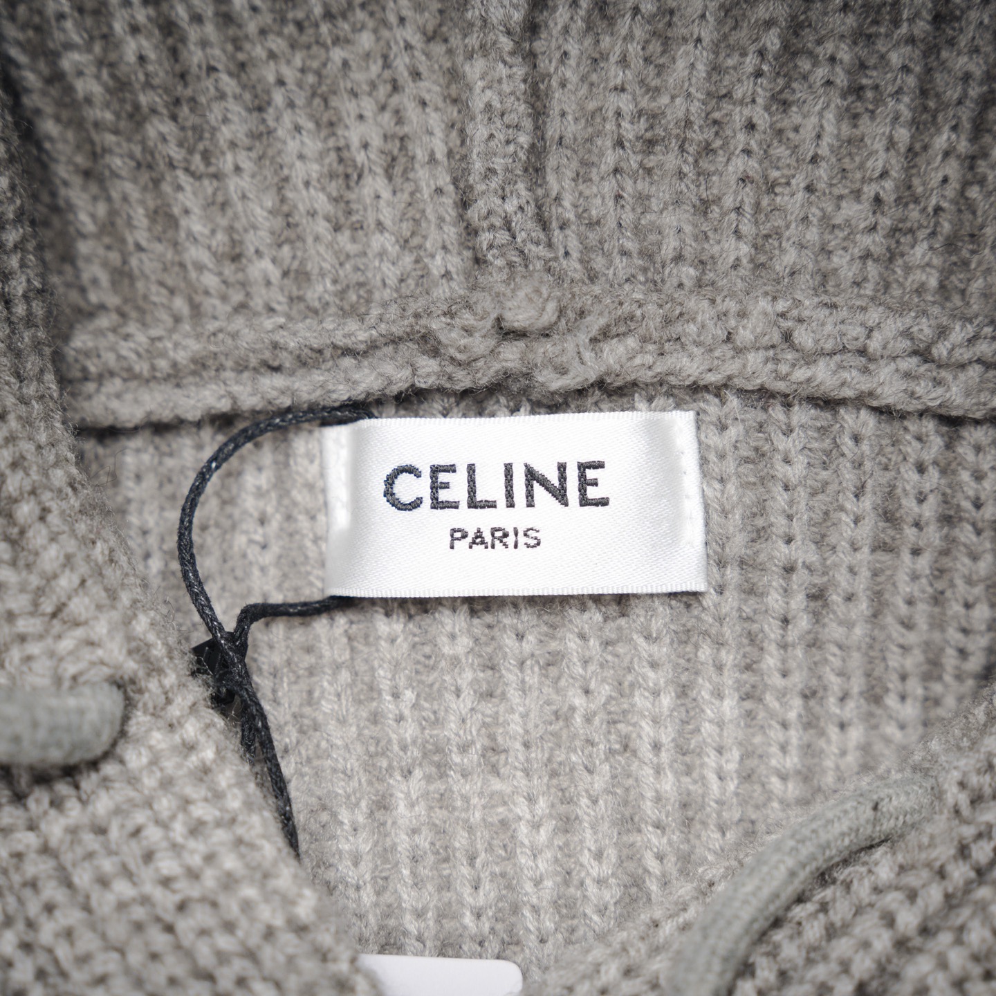 CELINE 赛琳CE 25ss刺绣标识针织连帽帽衫毛衣灰