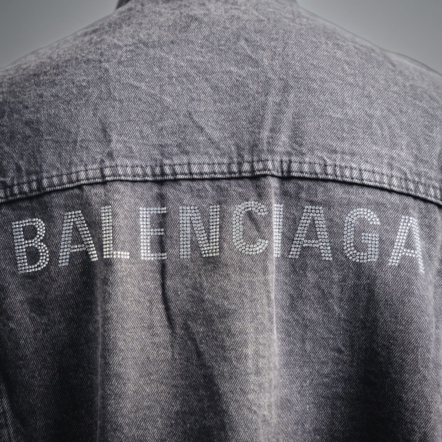 BALENCIAGA/巴黎世家BLCG 字母烫钻牛仔外套