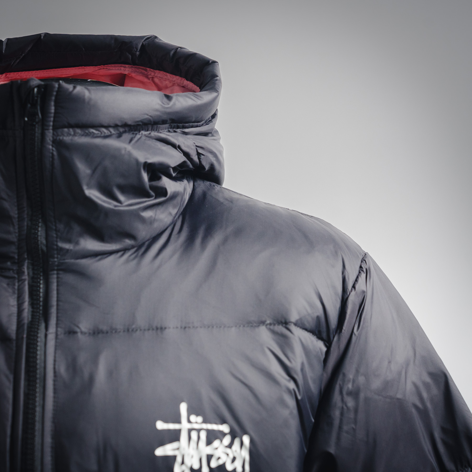 Stussy斯图西 Micro Ripstop Down Parka纯色拉链连帽羽绒服
