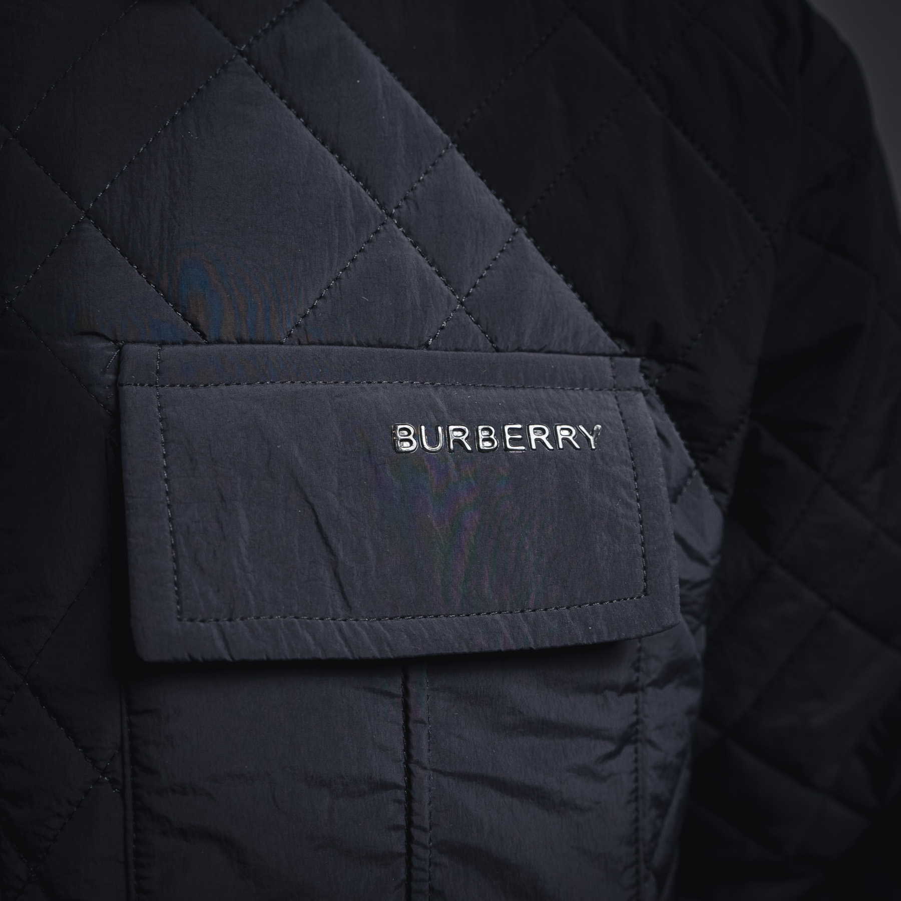 Burberry 巴宝莉 BBR 2025ss新款菱形格纹胸前口袋翻领棉服外套 黑色 卡其色