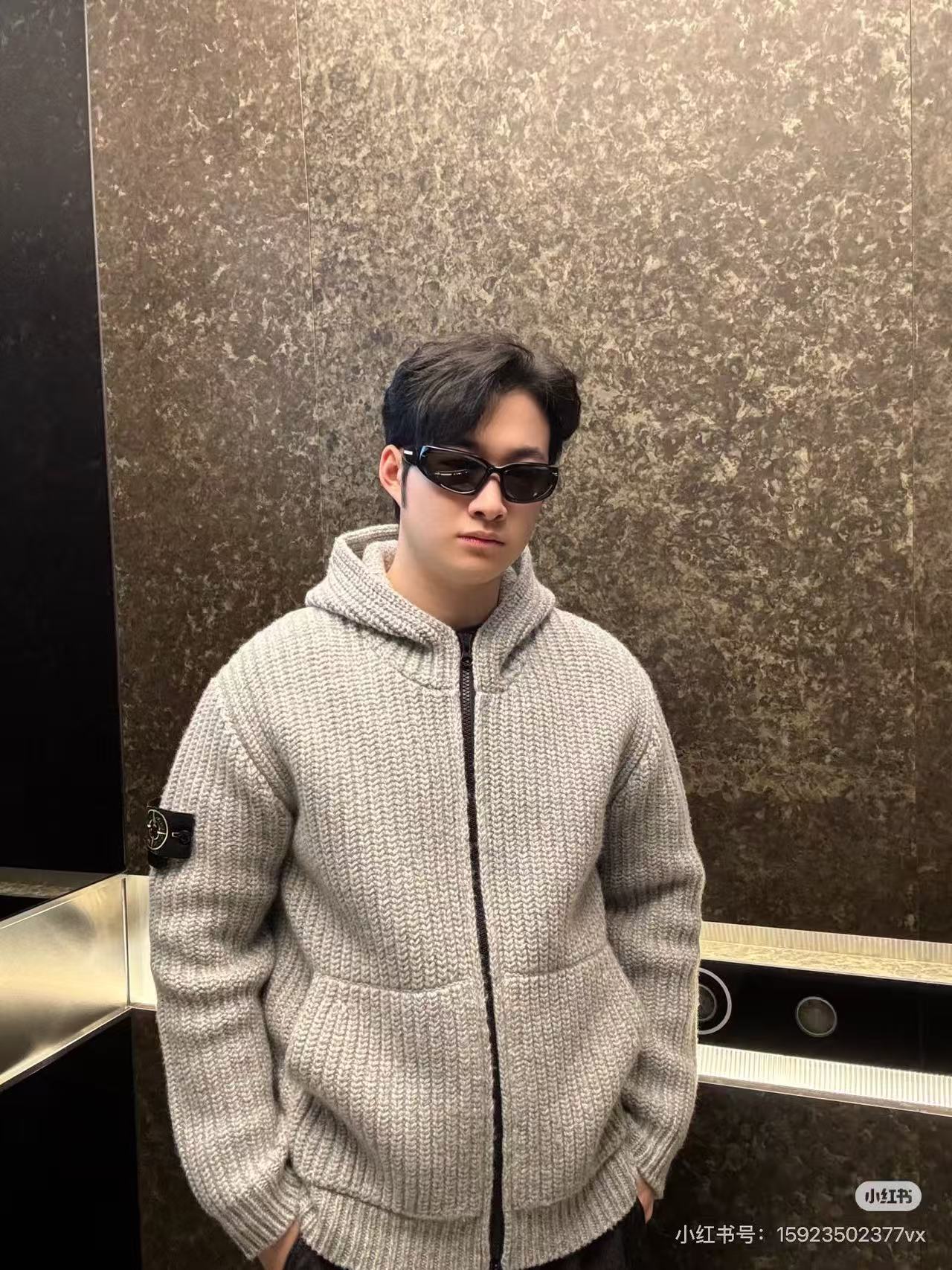 Stone island 石头岛25ss粗针羊绒拉链连帽开衫 上身集合