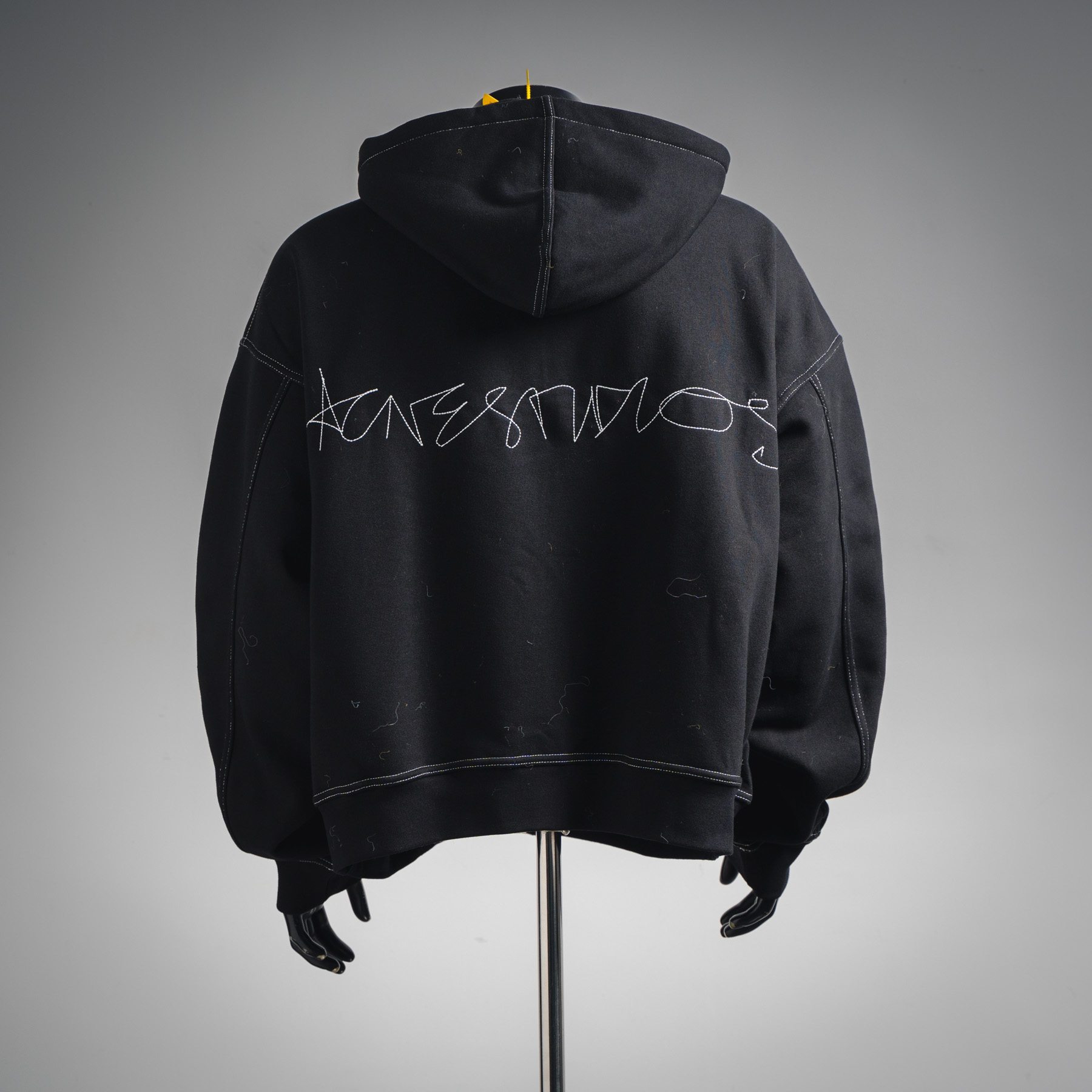 AcneStudios 25Fw AC 撞色线绣花工艺刺绣LOGO字母拉链连帽卫衣