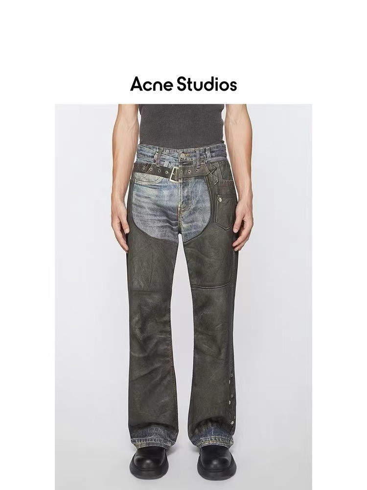 Acne Studios 3D数码印花阔腿牛仔裤 上身效果#