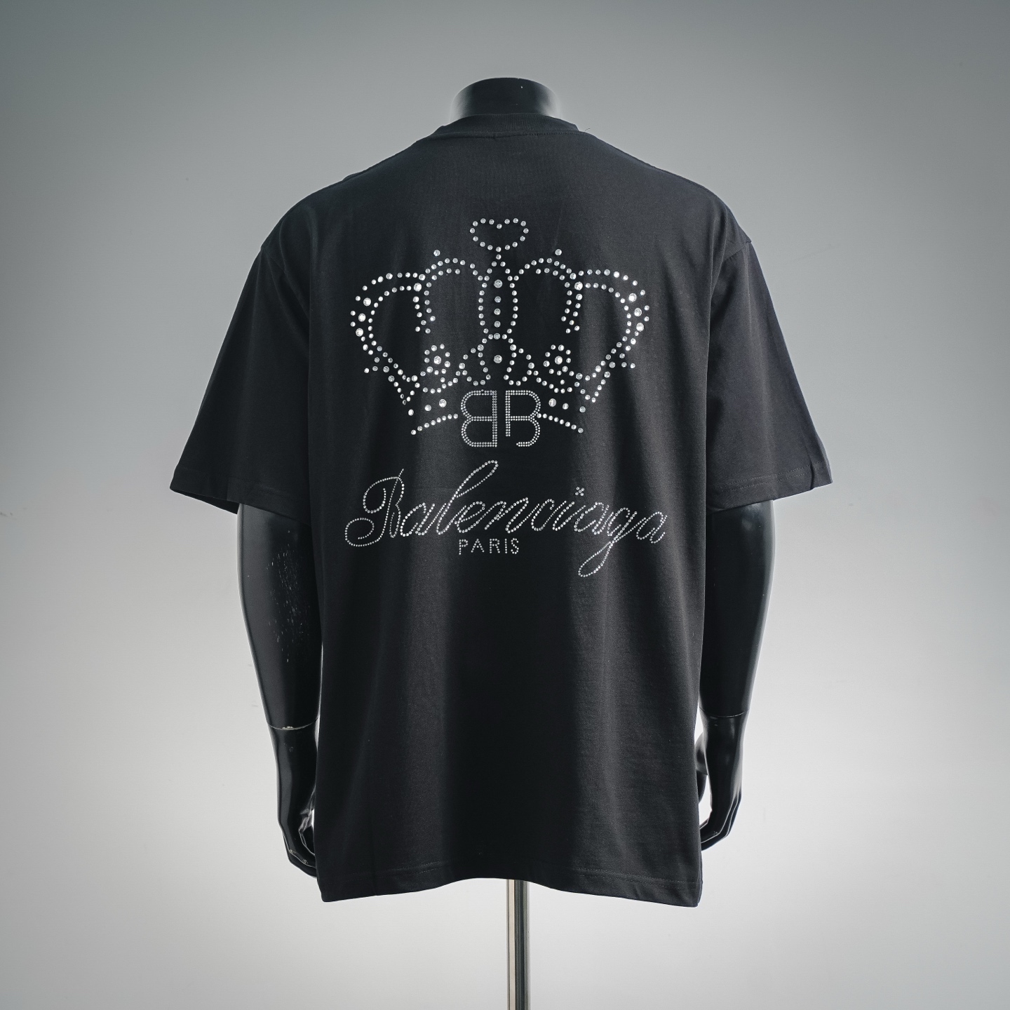 巴黎世家balenciaga重工BB皇冠烫钻短袖T恤